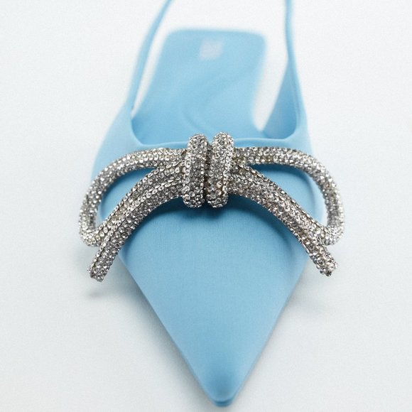 Zara Embellished Bow Flat Mules - Picture 2 of 6